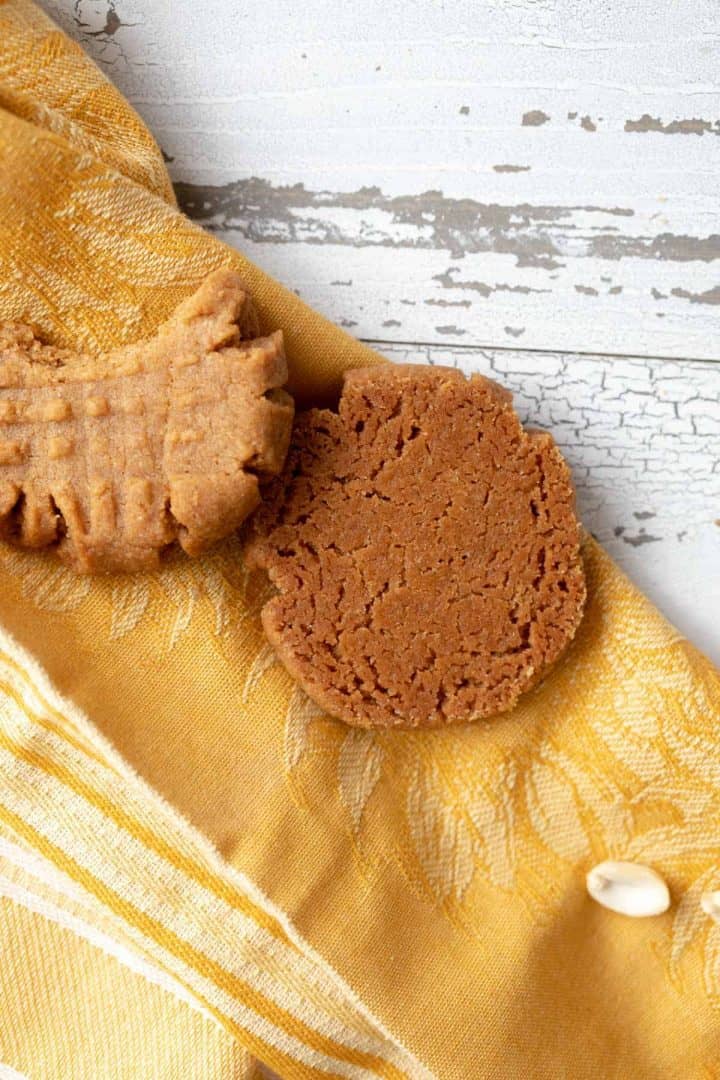 close up shot of the peanut butter cookie showing texture.