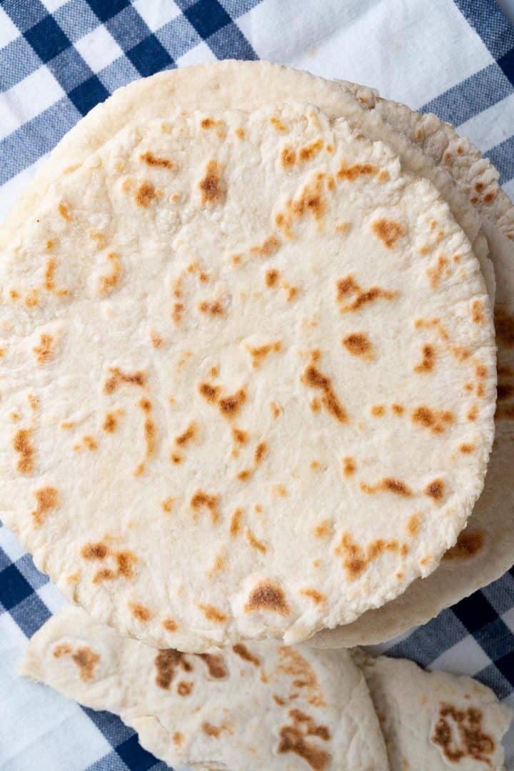 pita bread stacked together on top of each other