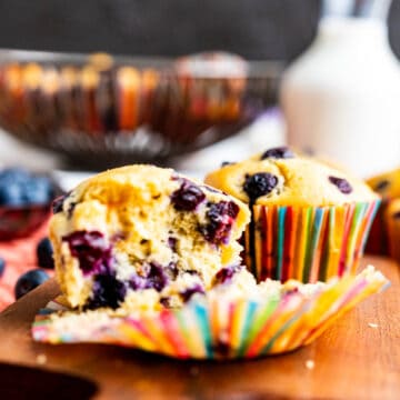 old fashioned blueberry muffins featured image.