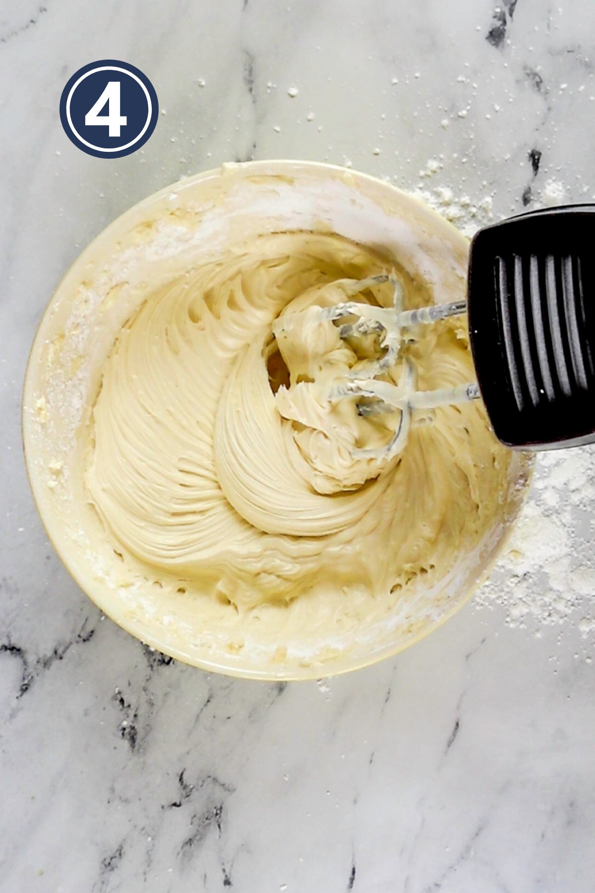 ready cream cheese frosting in a bowl.
