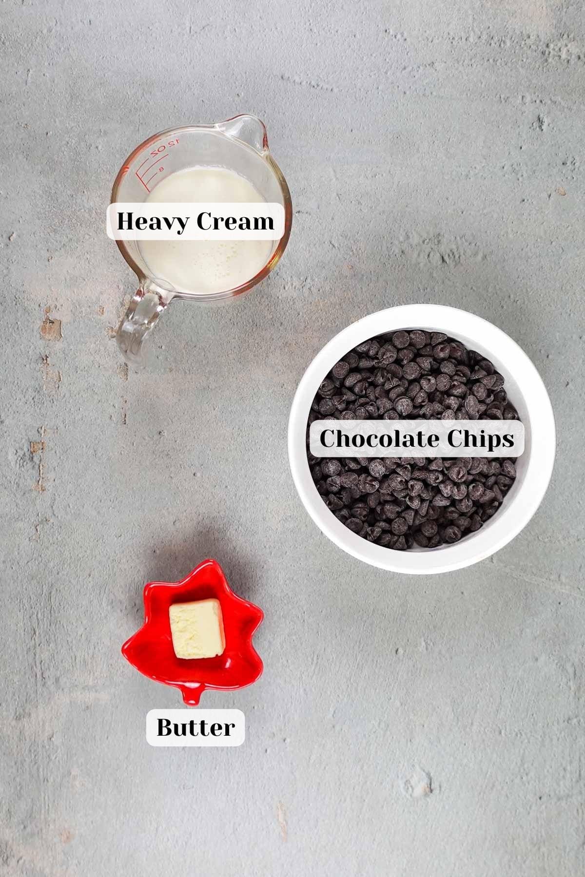 ingredients for chocolate ganache.