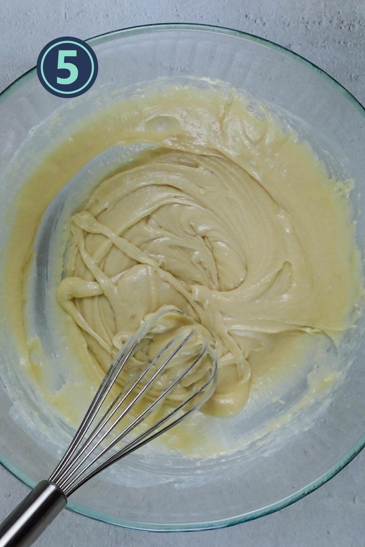 muffin batter in a medium sized bowl.